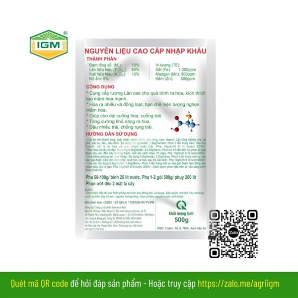 Profit NPK 10-60-10 (SIÊU TẠO MẦM HOA): 500gr - Ảnh 3